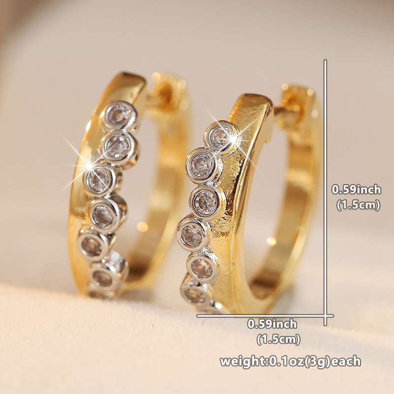 Women's Simple and Elegant Synthetic Zirconia Hoop Earrings
